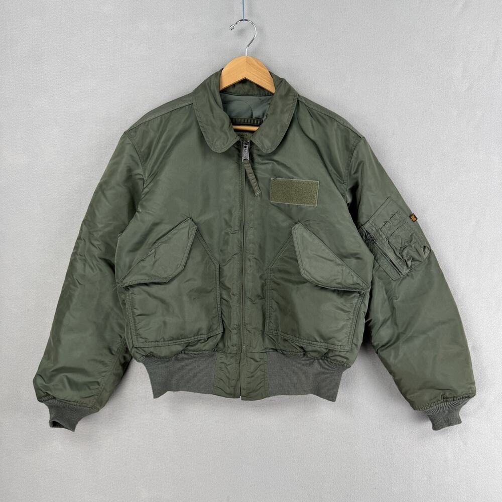 Vintage Alpha Industries Jacket Mens Large Green CWU-45/P Bomber Flight USA